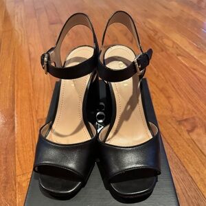 Authentic Coach Marla Black Leather Sandals Size 9 3.5 heel height